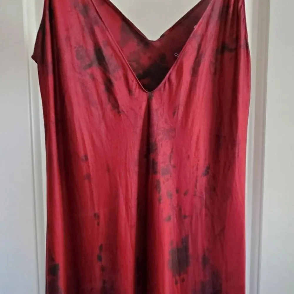Dannijo long Silk Slip Dress lingerie chemise red pink black purple tie dyed M L - Picture 6 of 13